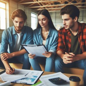 Two business owners reviewing their financial reports with their South Auckland accountant