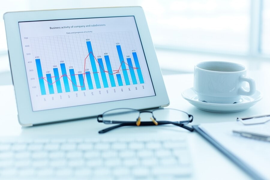 a photo of a forecast on a tablet computer showing a graph