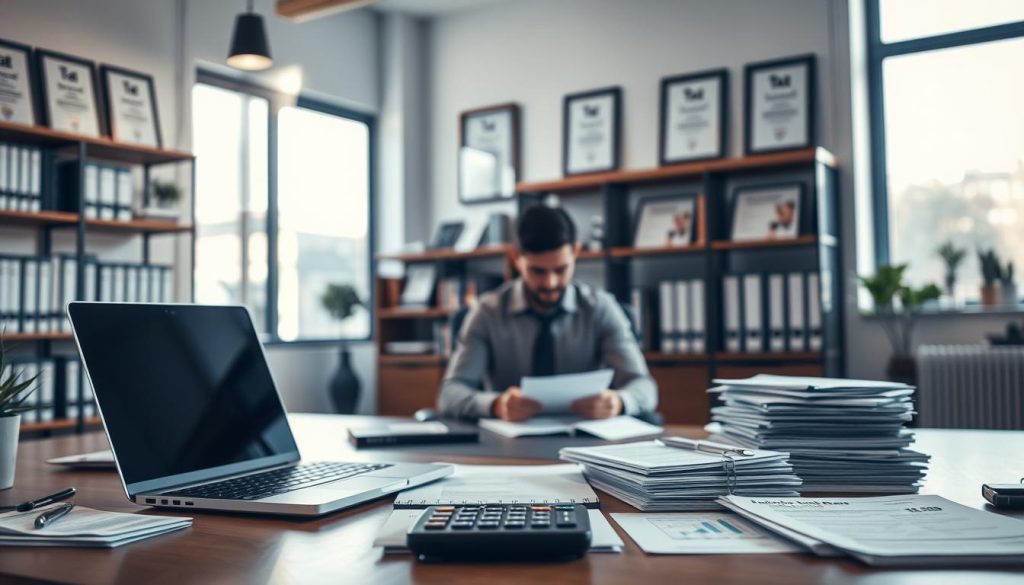 A man at his desk considering if Is tax pooling right for his NZ business.