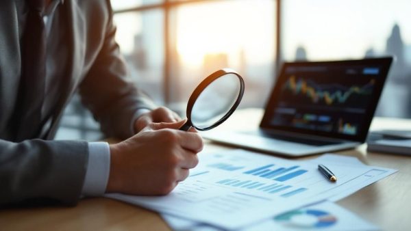 A man looking closely at financial accounts with a magnifying glass to thoroughly Understand Tax Losses in NZ