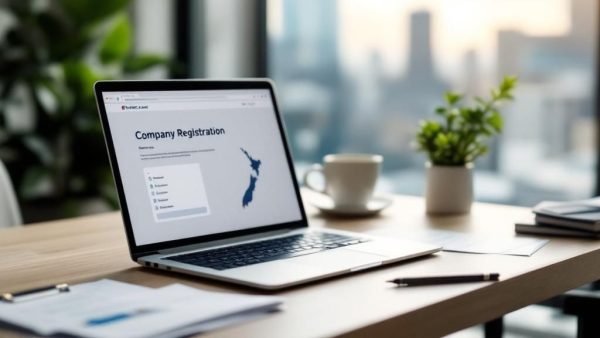 a photo of a computer with nz company registration website to set up a nz company