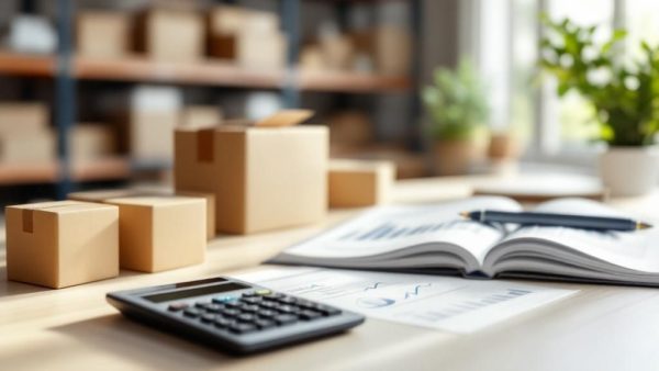 A photo of a calculator and some figures on a piece of paper calculating Inventory Turnover Ratio Calculation